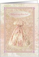 Pink Dress with Rose Flowers, Will you be my Flower Girl? card