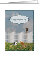 Cats Listening to a Bird Sing, Grandparents Day card