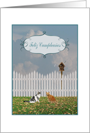 Cats Listening to a Bird Sing, Feliz Cumpleaos card
