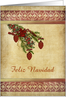 Christmas Tree Decorated Branch, Feliz Navidad, Custom Text card