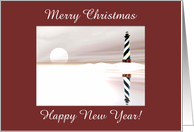 Lighthouse in the Winter, Merry Christmas, Custom Text card