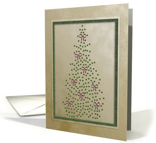 Green Stars and Red Bows on Tree for Christmas card (259969)