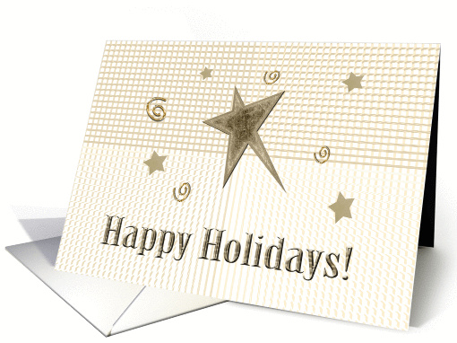Gold Holiday Stars, Happy Holidays card (281722)