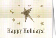 Gold Holiday Stars, Happy Holidays card