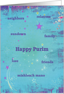Happy Purim, Stars card