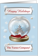 Snow Globe with Deer, Tree & Snowflakes, Happy Holidays, Custom Text card