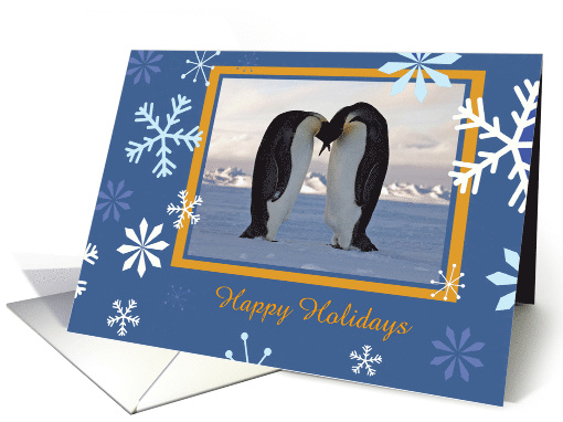 Emperor penguins with Snowflakes, Merry Christmas card (299621)