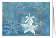 Snowflakes & Star, Beautiful Blue and Snowflake Design, We’ve Moved card