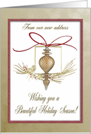 Gold Glass Ornament! New Address card