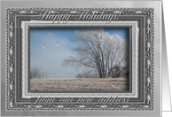 Geese in the Winter, from our new address, Happy Holidays card