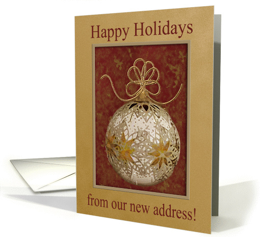 Golden Snowflake Ornament, Happy Holidays from our new address card