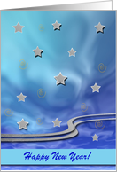 Reach for the Stars in the New Year, Stars on Blue, Custom Text card