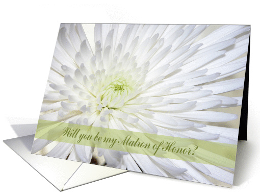 Invitation, Matron of Honor, Sister, White Mum card (373914)