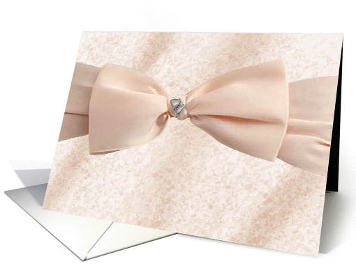 Pink Bow with Silver Hearts, Bridesmaid card (385323)