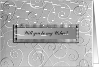 Will you be my Usher?, Silver Curl Design card