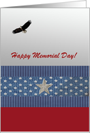 Eagle Flying High on Silver Background, Big Silver Star, Memorial Day card