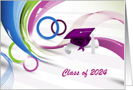 2024 Graduates, Congratulations, Colorful Waves & Circles, Custom Text card