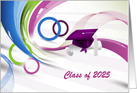 2025 Graduates, Congratulations, Colorful Waves & Circles, Custom Text card