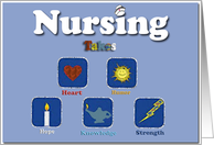 Nursing Takes Heart Humor Hope Knowledge Strength/Happy Nurses Day for Daughter card
