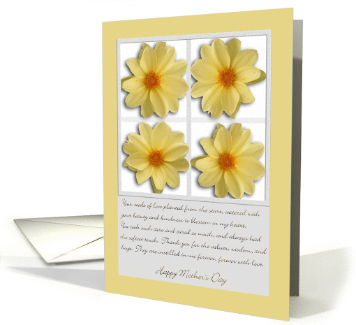 Yellow Flowers, Your seeds of love, From Son on Mother's Day card
