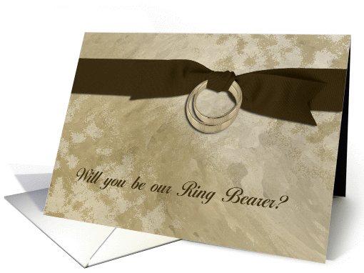 Will you be our Ring Bearer?, Nephew, Gold Rings on Ribbon card
