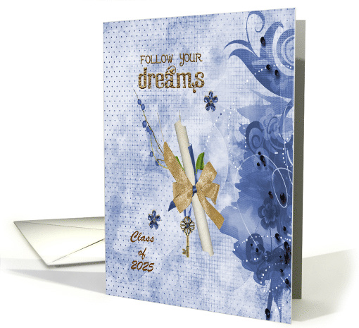 2025, Graduation Commencement Ceremony Invitation, Blue Design card