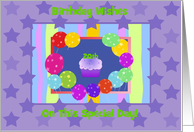20th Birthday Wishes, Colorful Cupcake and Balloons card