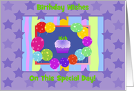16th Birthday Wishes, Colorful Cupcake and Balloons card