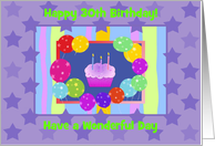 Happy 30th Birthday Wishes, Colorful Cupcake and Balloons card