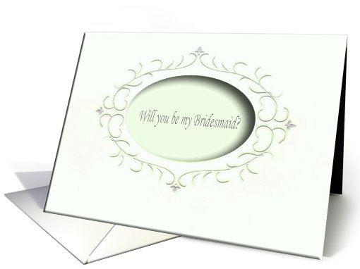 Will you be my Bridesmaid?, Mint Green Oval Design card (441186)