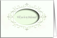 Will you be my Bridesmaid?, Mint Green Oval Design card