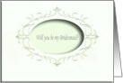 Will you be my Bridesmaid?, Mint Green Oval Design card