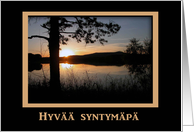 Hyv syntympiv, Happy Birthday in Finnish, Mountain Sunset card