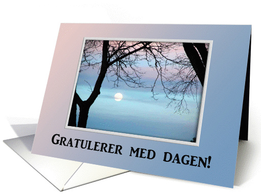 Gratulerer med dagen!, Happy Birthday in Norwegian, Pastel Sky card