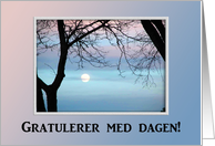 Gratulerer med dagen!, Happy Birthday in Norwegian, Pastel Sky card