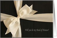 Cream Satin Bow on Black / Will you be my Maid of Honour? card