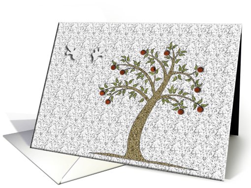 Sukkot, Pomegranate Tree with Doves Flying card (459456)