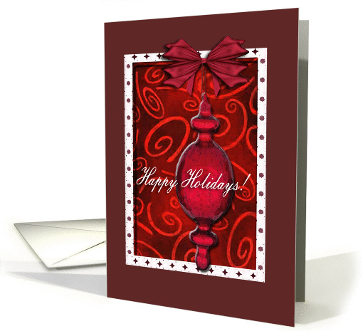 Happy Holidays Ruby Red Glass Ornament Customer Thank you card