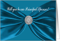 Blue Satin Sash, Will you be our Principal Sponsor? card