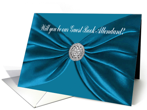 Blue Satin Sash, Will you be our Guest Book Attendant? card (465384)