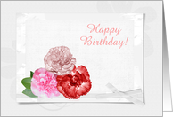 Shades of Pink Carnations, January’s Birth Flower, Custom Text card