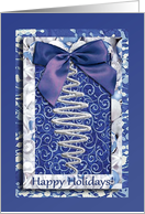 Silver and Blue Ornament, Happy Holidays card