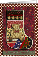 Teddy Bear Stocking / Baby’s First Christmas / For Grandson card