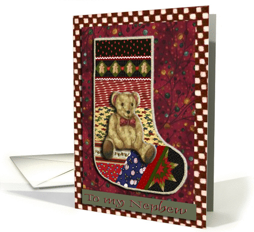 Teddy Bear Stocking, Baby's First Christmas, For Nephew card (513603)