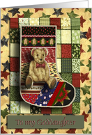 Teddy Bear Stocking with Stars / Baby’s First Christmas / For Goddaughter card