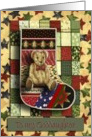 Teddy Bear Stocking with Stars / Baby’s First Christmas / For Goddaughter card