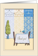 Dinner Thank you, Table Setting with Drinks and Flowers card