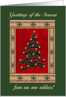 Green Christmas Tree with Gold Stars on Red, from our new address card