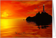 Lighthouse at Sundown / Happy Anniversary! / Spouse card