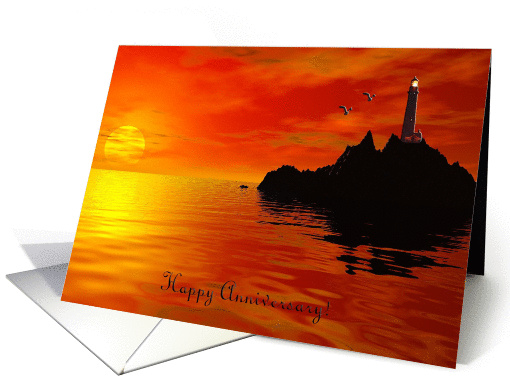 Lighthouse at Sundown, Happy Anniversary!, For Employees card (521166)